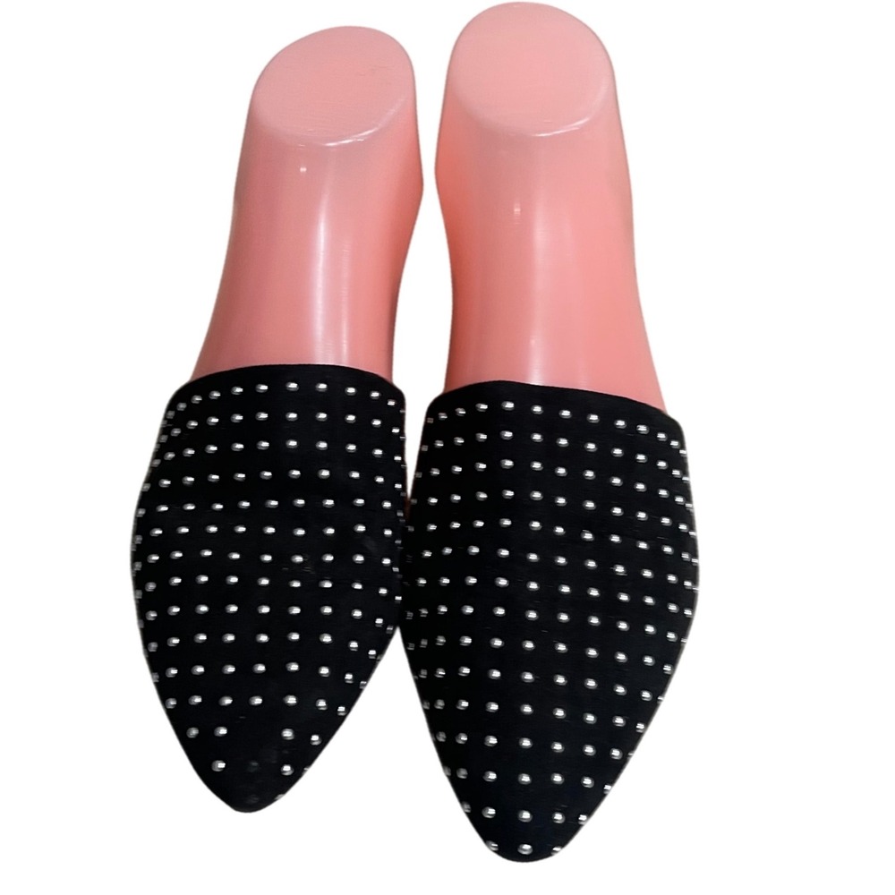 Madden girl Tania Girl Black Silver Studded Pointed Toe Mules Slides Womens 7.5m